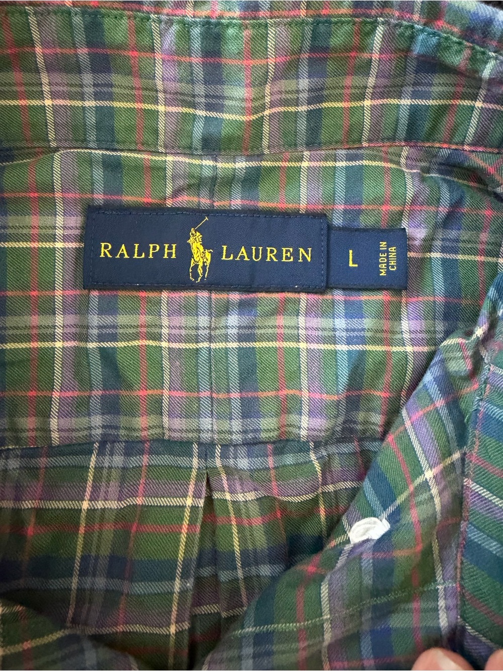 RALPH LAUREN L Purple & Green Plaid Button-Down Men's Shirt - Picture 10 of 11